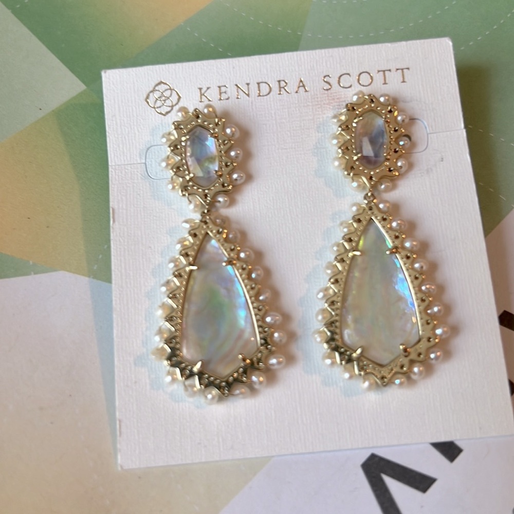 Kendra Scott Beaded Camry Drop Earrings gold Iridescent Abalone